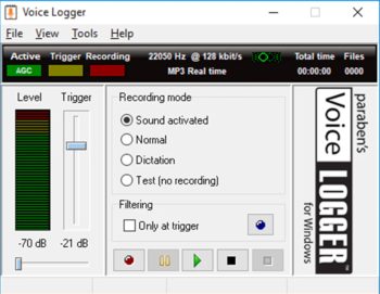 Capture and manage audio recordings on Windows with the Paraben Consumer PBN-VL4W Voice Logger. AI compatibility for advanced analysis and data management Interface.
