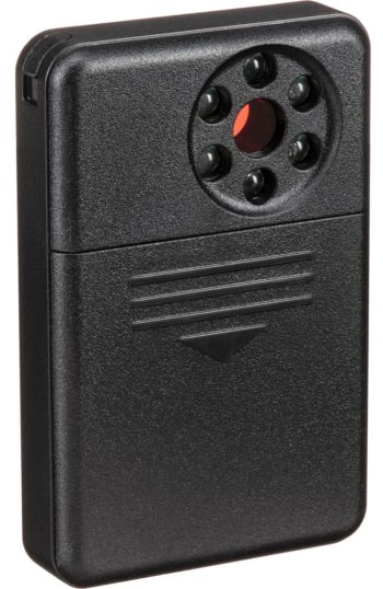 Protect your privacy with the LawMate RD-10 bug detector. Portable and versatile, it combines RF and visual detection for a thorough sweep. Perfect for checking for hidden cameras and eavesdropping devices in hotels, homes, and offices. Used by law enforcement and private investigators Back View.