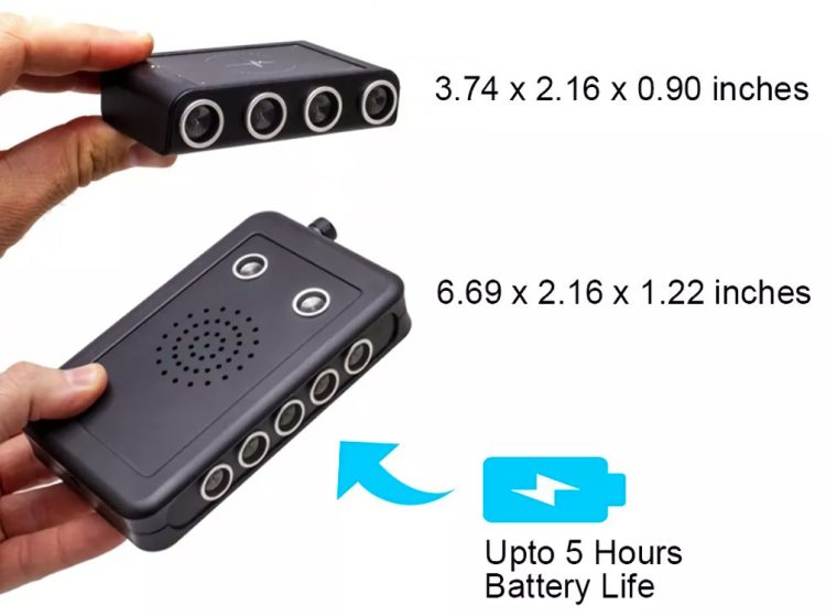 Protect sensitive discussions with the MSK a powerful device that neutralizes microphones and audio transmitters with ultrasonic waves and white noise. Ideal for corporate, government, legal, and media settings. Portable and discreet, with remote operation Component Dimension’s.