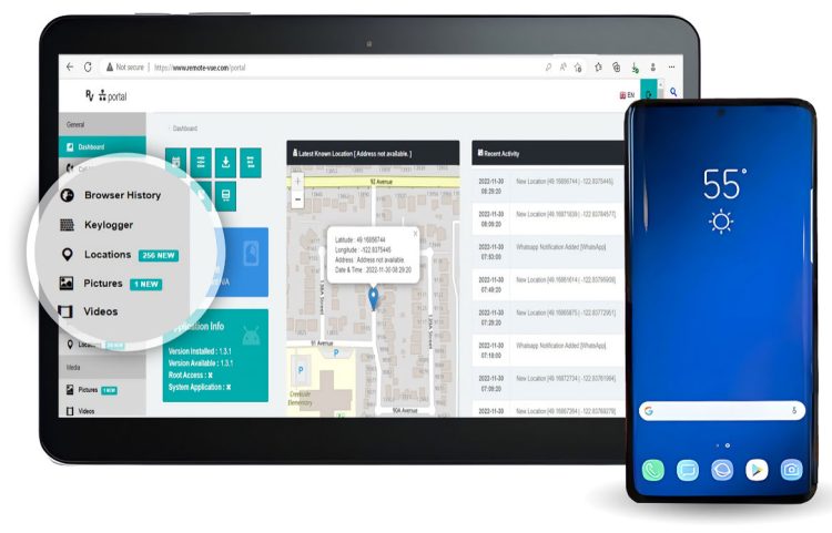 Take control of your child's phone usage with Remote Vue Android monitoring software. Keep track of GPS location, keystrokes, internet history, and more. Compatible with Android 10+. #ParentalControl