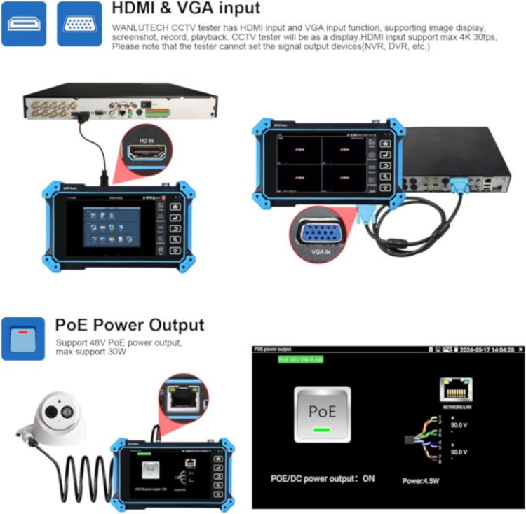 Efficiently install and maintain surveillance systems with the LD-M9500 CCTV camera tester. Supports multiple formats and high-resolution display Inputs and outputs