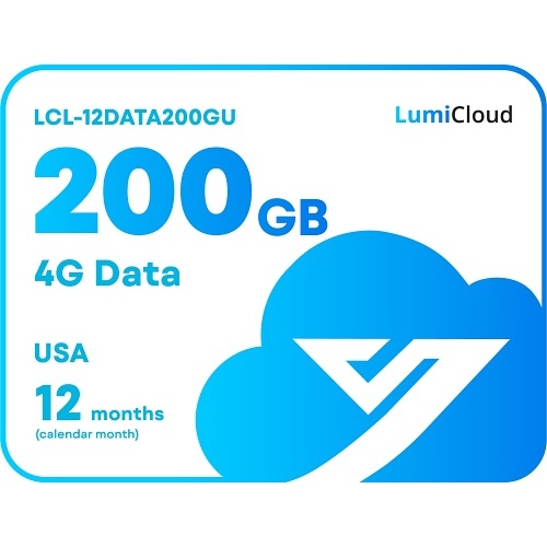 Get reliable and high-speed 4G data for your business with Luminys LCL-12DATA200GU LumiCloud 4G Data 200GB USA. Valid for 12 months and supports major cellular networks. Perfect for the LumiGuardian Solar Trailer. Order now!