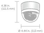 Vicon NEXT VNX-SN-VRS1-0 ULTRA HD Camera Sensor; PTRZ with a 4.42-9.51 mm motorized and autofocus varifocal lens, LED light bars, bidirectional communication with two built-in mics and speakers, advanced analytics (requires a Fixture Kit; not included) Dimensions.