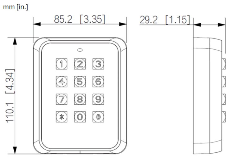 Upgrade your security system with the Luminys R-MPA All-Metal Keypad. Featuring Mifare card reading, tamper alarm, and multiple communication protocols Dimensions.