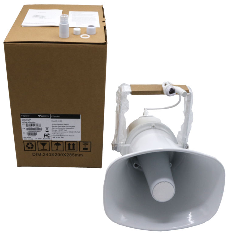 Experience crystal clear sound and easy installation with the Luminys S-1515A IP Speaker. Made with aviation aluminum and anti-corrosion technology, this speaker supports multiple network protocols and has a max sound pressure level of 108 dB. Perfect for outdoor use with a maximum connection distance of 328.08 ft (100 m). Get yours today!