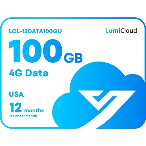 Upgrade your business with Luminys LCL-12DATA100GU LumiCloud 4G Data 100GB USA the ultimate solution for high-speed data needs. Valid for 12 months, works with top cellular networks and the LumiGuardian Solar Trailer. Get yours now!