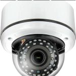 Eyemax TIV-032V-W vandal-resistant dome camera. Featuring HD-TVI technology, 1080p resolution, a 2.8~12 mm varifocal megapixel lens, and 35 IR LEDs for night vision.