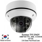 Eyemax TVI-2542V, a 1080p HD-TVI vandal dome IR camera. With advanced features like “The Shield” technology and COB IR LEDs, this camera delivers clear images day and night. Its durable design and easy setup make it a top choice for outdoor use in black, ivory, or white colors. #security #1080p #nightvision