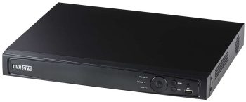 Eyemax TVST-AR314-16 16-channel DVR. Connect to HD-TVI, AHD, and analog cameras for long-distance transmission and efficient storage. Enjoy real-time 1080p playback and advanced VCA events. Plus, easy network management with Cloud P2P & DDNS. Front View.