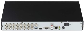 Eyemax TVST-AR324-16, a 16-channel Pentabrid DVR that supports multiple video signals and offers advanced features like H.265+ encoding, VCA events, and PTZ control. Enjoy high-quality recordings and long-distance transmission with this versatile system Back View.