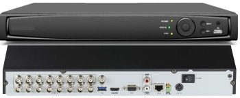 Eyemax TVST-AR324-16, a 16-channel Pentabrid DVR that supports multiple video signals and offers advanced features like H.265+ encoding, VCA events, and PTZ control. Enjoy high-quality recordings and long-distance transmission with this versatile system.