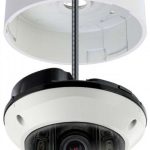 Eyemax UVI-2544V STORM® dome camera. Full HD 1080p, 720p resolution, 1/2.9” Sony CMOS sensor, and COB IR for night vision. Vandal-proof, IP68 rated, and balun compatible. Dual power, DNR, ICR, and Shield anti-IR reflection technology. Available in white or ivory Assembly. Made in Korea.