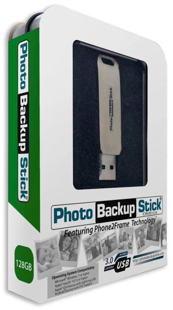 Effortlessly back up and organize your photos and videos with the PBN-OU-128 Photo Backup Stick Omega. Compatible with all devices and includes automatic backup and duplicate removal. No subscriptions, just a one-time purchase. View and edit photos with the built-in software Package.