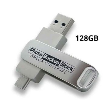 Effortlessly back up and organize your photos and videos with the PBN-OU-128 Photo Backup Stick Omega. Compatible with all devices and includes automatic backup and duplicate removal. No subscriptions, just a one-time purchase. View and edit photos with the built-in.