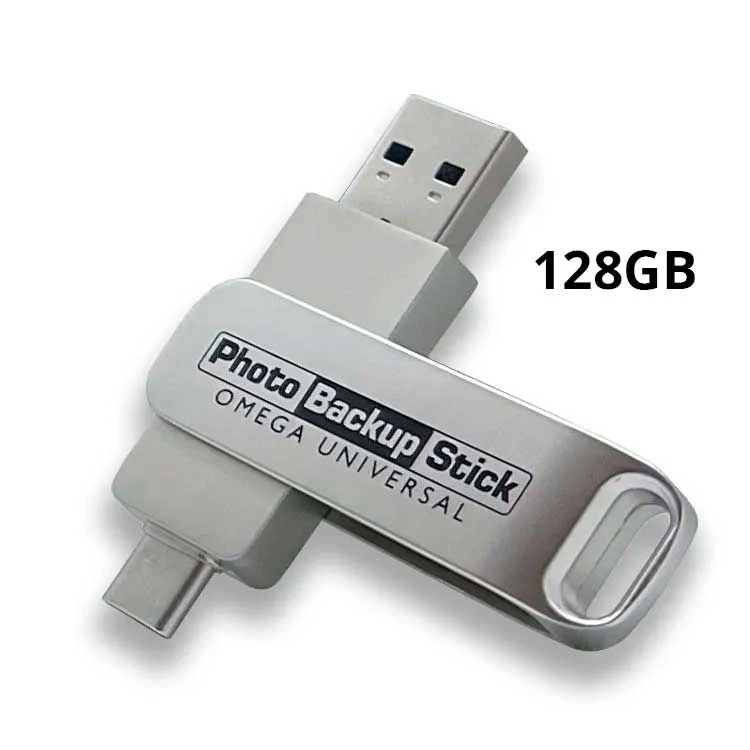 Effortlessly back up and organize your photos and videos with the PBN-OU-128 Photo Backup Stick Omega. Compatible with all devices and includes automatic backup and duplicate removal. No subscriptions, just a one-time purchase. View and edit photos with the built-in.
