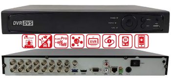 Eyemax TVST-AR334-16A, a 16-channel DVR that supports HD-TVI, AHD, CVI, CVBS, and IP cameras. With advanced features like deep learning-based motion detection and perimeter protection, this DVR ensures accurate and reliable monitoring. Plus, with support for up to 24 IP camera inputs and 3rd-party cloud storage, you can easily expand your system as needed. Experience crystal clear playback and control with HDMI/VGA output and RS-485 for PTZ. Up to 20 terabytes of storage.