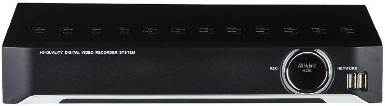 Upgrade your surveillance game with TVST-PVT3-08N5, an 8-channel Penta-brid system that records in 5MP resolution. With versatile camera support, customizable settings, and advanced features like motion detection and digital zoom, this system has you covered. Available in multiple languages for convenience. Front View.
