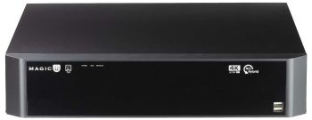 Upgrade your surveillance system with the Eyemax UVST-MAGIC-QN16R hybrid DVR. Supports up to 16 analog and IP cameras, 8-megapixel recording, and 128 TB storage. Compatible with multiple camera technologies and remote access. Perfect for professional security and surveillance needs, Front View.