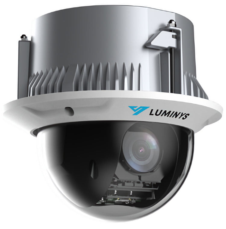 Upgrade your indoor surveillance with Luminys P5C-4SA32, a 4MP PTZ IP camera featuring LumiSearch+, LumiTracking, and LumiAnalytics technology for rapid target identification and advanced AI capabilities. With 32x optical zoom and IK10 vandal-resistant protection, this professional-grade camera is perfect for retail stores, offices, and other indoor facilities. Plus, it's NDAA compliant and offers multiple video compression options for efficient storage. Power it via 24 VDC or PoE+ for added convenience. Get the ultimate solution for long-distance video security with Luminys P5C-4SA32, Right Logo View.
