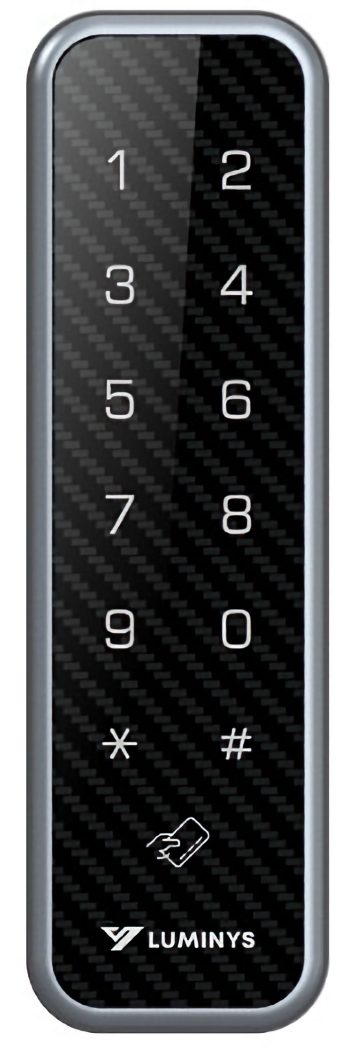 Secure your property with the Luminys RD1PN Mullion Keypad Access Reader. This versatile device offers multiple authentication methods, IP66 ingress protection, and NDAA compliance for reliable access control Front View.