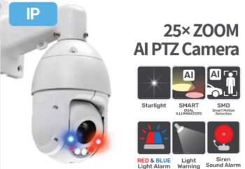 Upgrade your security with Eyemax NPT-IR-E8225-S1S 8MP PTZ Network Camera. AI-powered monitoring, 25x zoom, and weather protection for professional use. Shop now!