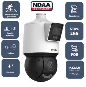 Upgrade your surveillance game with Eyemax NPT-R42AD-SW25, an AI 4MP dual-lens IP PTZ camera. Featuring advanced auto-tracking and 25x optical zoom, this camera delivers crystal clear images day and night. With intelligent perimeter protection and local edge storage, it is perfect for outdoor use. Get yours now!