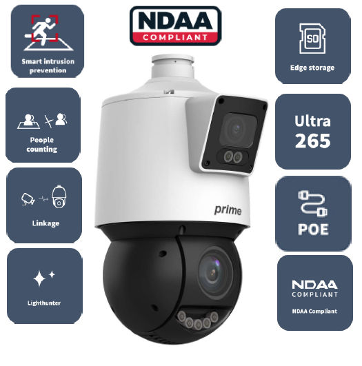 Upgrade your surveillance game with Eyemax NPT-R42AD-SW25, an AI 4MP dual-lens IP PTZ camera. Featuring advanced auto-tracking and 25x optical zoom, this camera delivers crystal clear images day and night. With intelligent perimeter protection and local edge storage, it is perfect for outdoor use. Get yours now!
