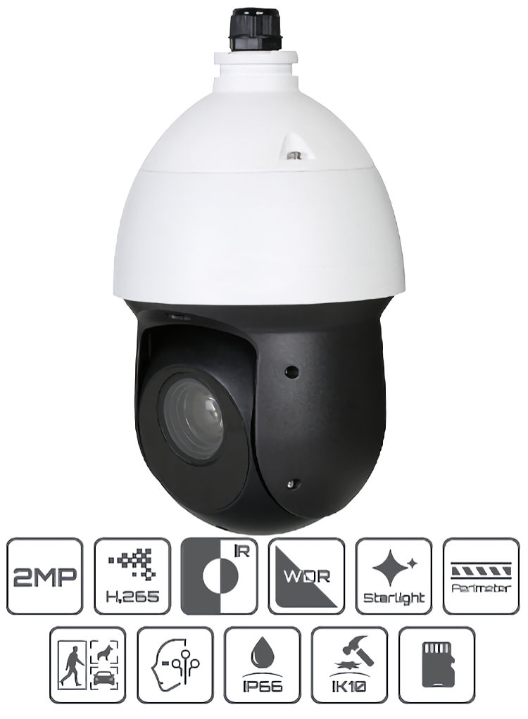 Experience high-performance surveillance with Eyemax NPT-IR-A9200SL, a 2MP PTZ camera with 25x zoom, Starlight technology, and WIZSENSE AI for perimeter protection. Perfect for detailed, long-range monitoring with a 330 ft (0.1 km) IR range and PoE+ support. Get crystal-clear images even in low-light environments. Shop now!