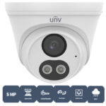 Upgrade your surveillance with the Uniview UAC-T145-AF28LM-DL 5MP ColorHunter turret analog camera. Enjoy flexible night vision and compatibility with major analog formats. With 5MP high-resolution imaging and Smart Dual Light Technology, capture clear video and full-color forensic details up to 131 feet (39.93 m). The 2.8 mm fixed lens provides a wide angle of view, while the built-in microphone allows for high-quality audio transmission. Plus, with an IP67 rating, this camera is built to withstand any weather conditions. Shop now and enhance your security system!