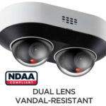 Eyemax NIT-CP4030A-YW28, a 4MP dual-lens IR network dome camera. Fully NDAA compliant for US government use. Features advanced technology for enhanced visibility and efficient recording. Perfect for high-contrast lighting and equipped with built-in analytics and two-way audio. Don't miss out on this professional-grade camera!