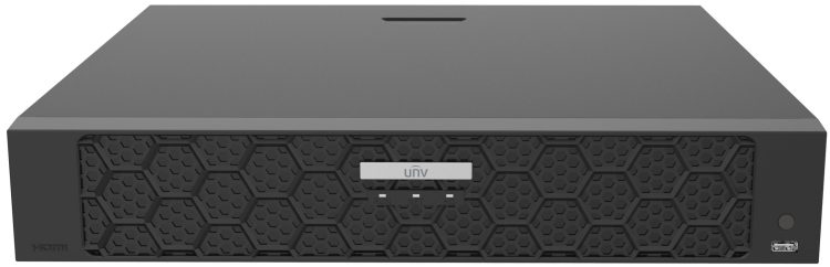 Uniview NVR504-32B-P16, a professional-grade 32-channel NVR with UltraHD/16MP recording and NDAA compliance. Save on storage and bandwidth with Ultra 265 technologies. ONVIF and RTSP are compatible for seamless integration with third-party cameras. #security #surveillance #NVR