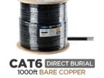Upgrade your network with Eyemax CB-C6-CD-BK Cat6 direct burial Ethernet cable. Durable black jacket, 1000 feet (304.8 m) spool, 23 AWG pure copper, ETL listed.
