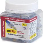Upgrade your network with ease using the Platinum Tools ezEX44 Pass-Through RJ45 Connector. Designed for Cat6 cabling, these high-performance modular plugs accommodate various insulation diameters and support up to 10 gigabits. Easily verify color sequence and minimize near-end crosstalk for optimal data transmission. Requires matching crimp frame and die set. Fully certified for peace of mind.