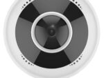 Uniview IPC815SR-DVPF14, a 5MP panoramic network camera with a 360° field of view. Features Smart IR, 2-way audio, and extreme weather performance. Get crisp footage and save storage space with Ultra 265, H.265, and H.264 compression. Easy integration with ONVIF and PoE or 12V DC power options. IP66 and IK10 certified for durability. Protect your space with just one device.
