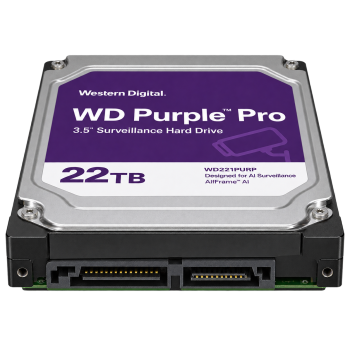 Western Digital WD221PURP 22TB Purple Pro hard drive SATA connectors