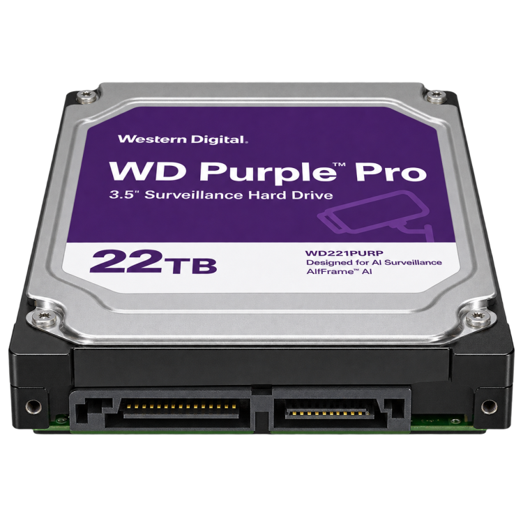 Western Digital WD221PURP 22TB Purple Pro hard drive SATA connectors