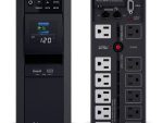 CyberPower CP1500PFCLCD UPS delivers AVR, LCD monitoring, and surge protection for PCs and networks, 1500 VA / 1000 Watts capacity, Pure Sine Wave 12 total NEMA 5-15R Outlets (6 battery backup & surge, 6 surge-only), ~2.5 minutes at full load; ~10 minutes at half load Runtime.