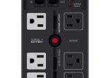 CyberPower CP1500PFCLCD UPS delivers AVR, LCD monitoring, and surge protection for PCs and networks, 1500 VA / 1000 Watts capacity, Pure Sine Wave 12 total NEMA 5-15R Outlets (6 battery backup & surge, 6 surge-only), ~2.5 minutes at full load; ~10 minutes at half load Runtime.