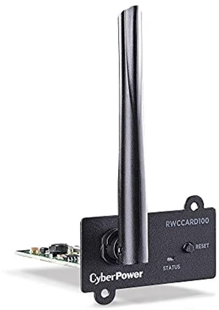 The CyberPower RWCCARD100 is a wireless remote management adapter designed for UPS systems. Allows you to monitor your UPS vitals via the web or a mobile app. Supports 2.4 GHz IEEE 802.11b/g/n protocols connect wirelessly