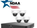 Uniview EK-S31P4D44T1-V2 4-channel 4MP IP security kit with PoE NVR, 4 dome cameras, 1 TB HDD, Smart IR, NDAA compliant.