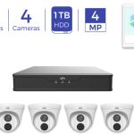 Uniview_EK-S31P4D44T1-V3 4-channel plug-and-play IP surveillance kit with 4MP cameras, 1 TB NVR, smart detection, PoE, and mobile app support.