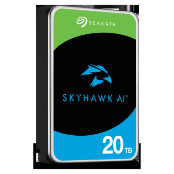 Seagate SkyHawk AI ST20000VE002 20TB surveillance hard drive left-angle view