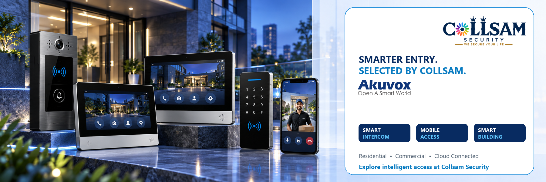 Akuvox smart intercom, mobile access, and smart-building solutions from Collsam Security