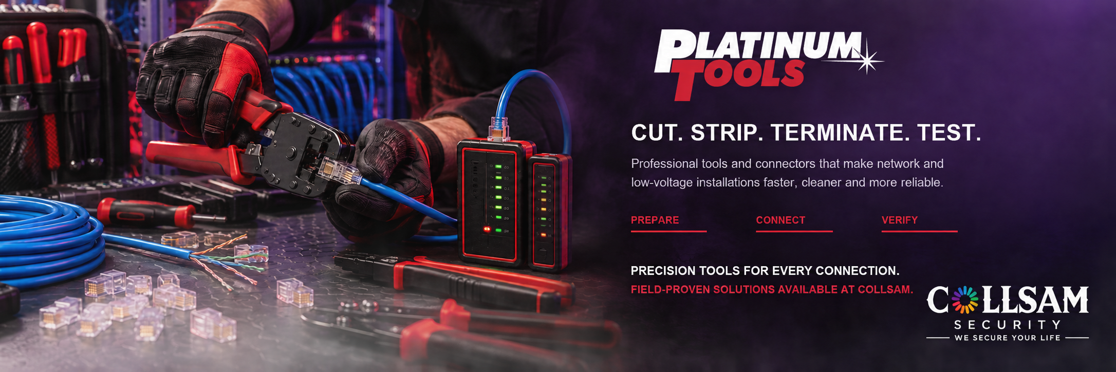 Platinum Tools network cabling, termination and testing tools for professional low-voltage installations
