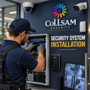 Security System Installation Service Logo Security system installation services by Collsam Security
