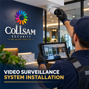 Video Surveillance System Installation Service Logo Video surveillance system installation services by Collsam Security