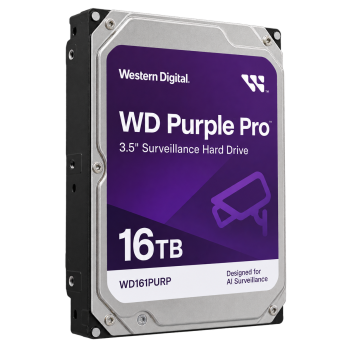 Western Digital WD161PURP 16TB WD Purple Pro surveillance hard drive left-side view