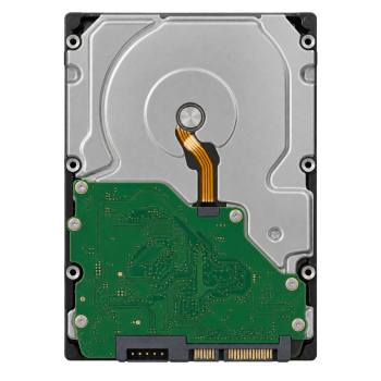 Western Digital WD181PURP 18TB hard drive mechanical underside with SATA connectors