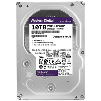 Western Digital WD101PURP 10TB WD Purple Pro surveillance hard drive front view