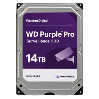 Western Digital WD142PURP 14TB WD Purple Pro surveillance hard drive front view